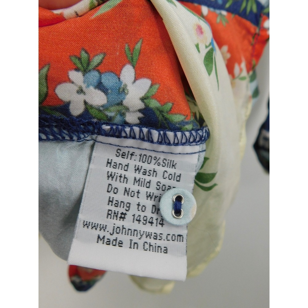 Johnny Was Kallipoe Button Up Floral Print Blouse Size M Silk‎ Bohemian - Picture 5 of 6